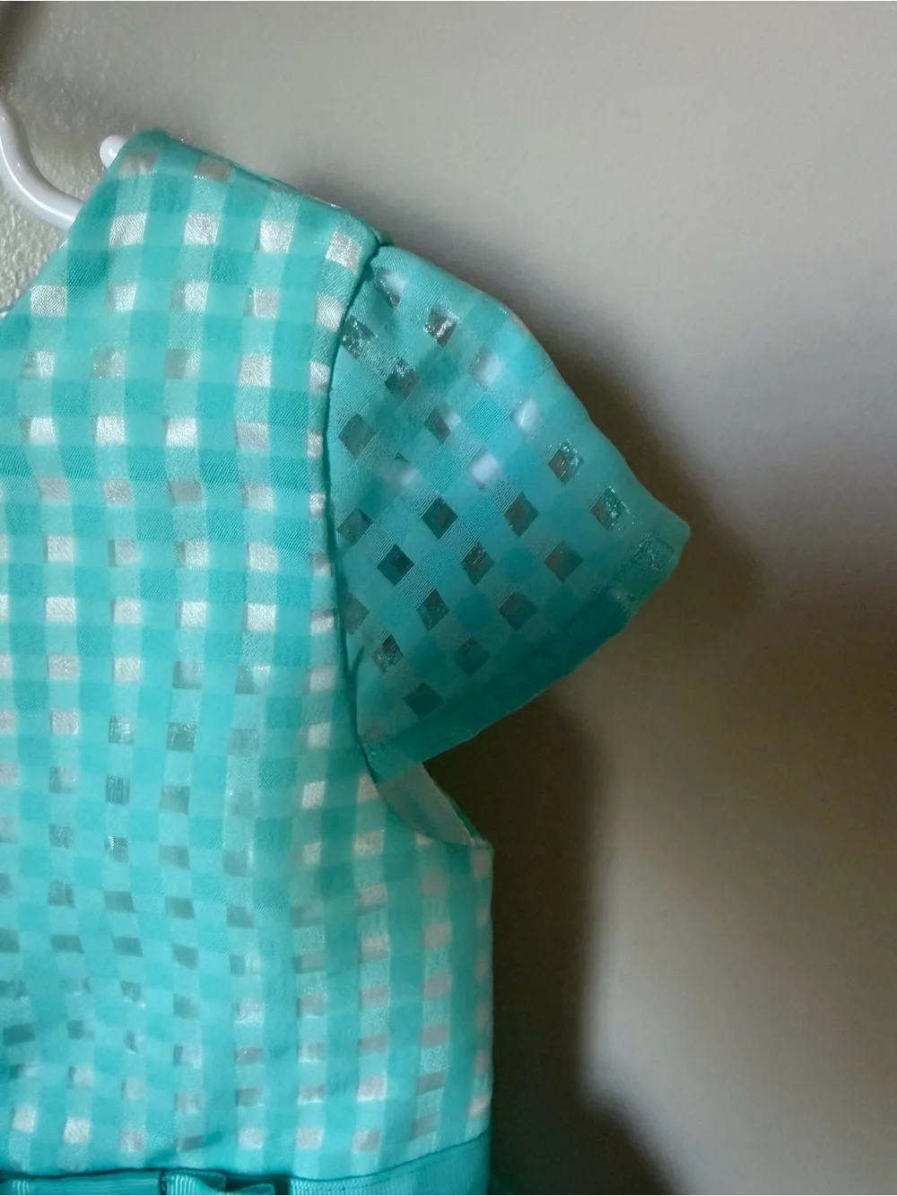 The Children’s Place Girls 4T Blue Gingham Jacquard Fit & Flare Bow Dress